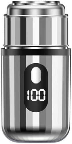 Mini Electric Razor, Pocket Size Shaver for Men & Women, Rechargeable Easy One-Button, Type-C Charging, Portable Powerful Waterproof Electric Razor for Travel & Office (Silvery)