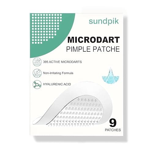 Microdart Pimple Patches for Face 9 Count,Hydrocolloid Acne Patches,for Early Stage Zits,Spot Patch with 395 Microdart