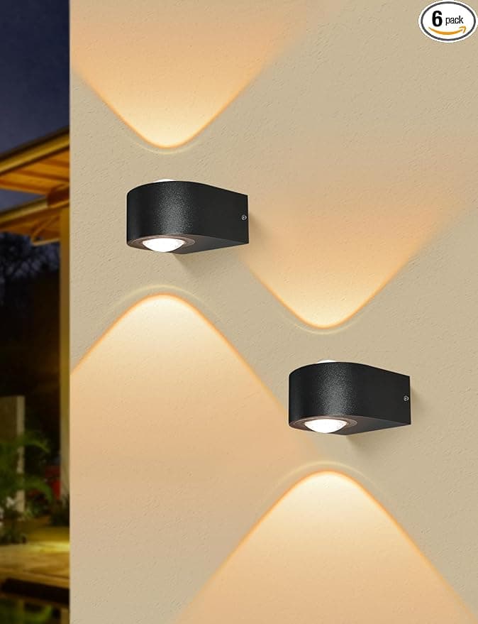 Wall Lights Outdoor 8W, 3000K 705 LM Modern Porch Light, Up Down Lights, Matte Black Waterproof Wall Sconce, Aluminum, Exterior Light Fixture Wall Mount for Porch Patio Door (2-Packs)