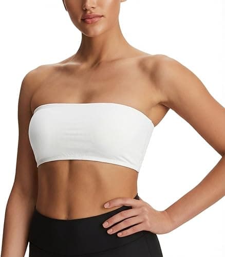 Women Strapless Bras Sports Tube Top Padded Bandeau Basic Tank Top Yoga Workout Gym Everyday Bralette