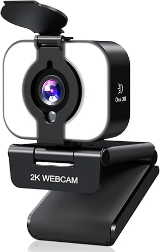 MELCAM 2K Webcam for PC, Web Camera with Microphone, Light, Privacy Cover, Plug and Play Autofocus USB Computer Camera for Laptop, Desktop, PC, Mac, Zoom, Skype, Meeting, Streaming(Black)