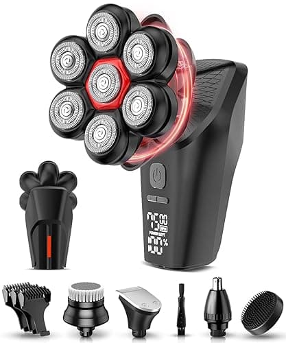Head Shavers for Bald Men, 7D Head Shaver with LED Display, 3 Adjustable Modes, 10000 RPM High Speed Motor, IPX8 Waterproof, USB Fast Charging, Stark Black