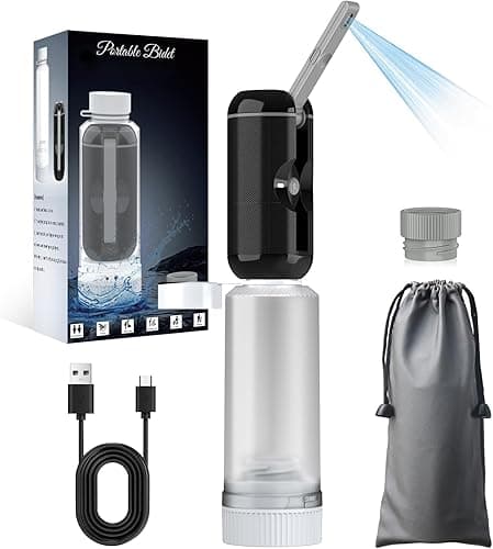 Portable Bidet for Travel,Rechargeable Travel Bidet Sprayer with Adaptor, Waterproof High Pressure Handheld Bidet for Women Men Personal Hygiene,Black