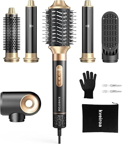 6 in 1 Hot Air Brush & Hair Dryer–High-Speed Hair Dryer Brush with Auto Wrap Curlers, Hot Air Styler Wrap Fast Drying & Frizz-Free Styling, No Heat Damage, Volumizing with Travel Bag.