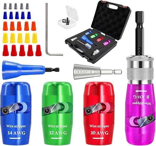 Wire Stripper Tool for American Wire Gauge 8-10-12-14 - EXFEIN Wire Stripping Tool & Wire Twisting Connector Set, Automatic Wire Stripper Cable Wire Connector Toolbox