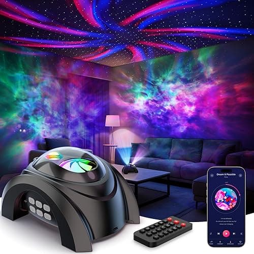 Rossetta Dual Lens Galaxy Projector, 58 Light Effects Star Projector for Bedroom, Night Light Projector with White Noise & Bluetooth Speaker, Remote Timer, Easter Room Decor Gifts for Kids Adult Teen