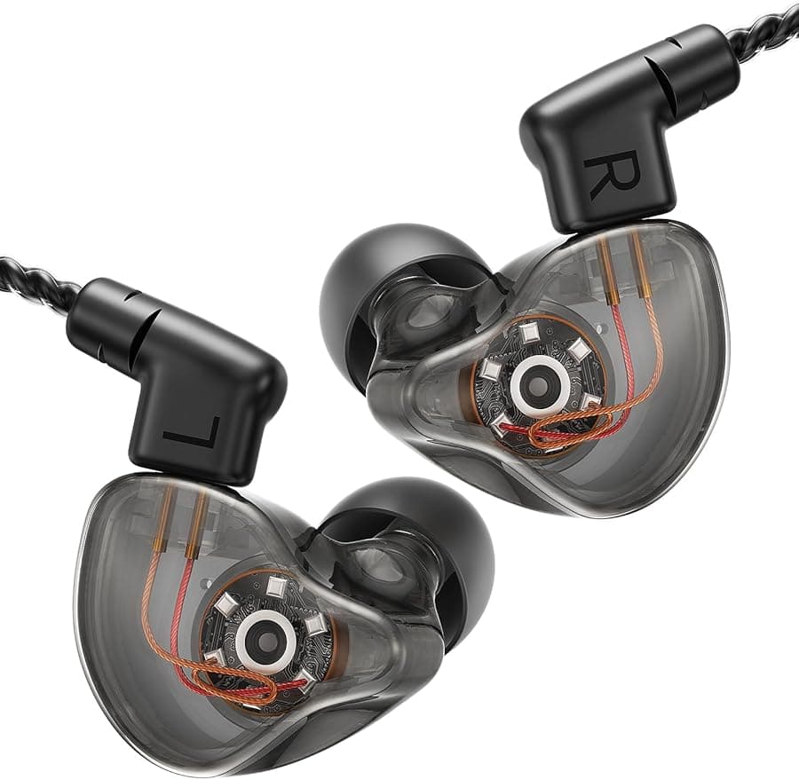 Kinglucky HiFi Wired IEM Earbuds, in-Ear Monitor Headphones for Gaming & Music, Balanced Clear Sound, Detachable 2-Pin Cable, Lightweight Comfortable Fit, 3.5mm Wired Earphones for PC, Laptop & Phone