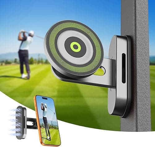 Magnetic Golf Cart Phone Holder Compatible with iPhone 12-17, Golf Accessories for Men, Photography-Friendly T-Shape Design Strong Magnetic Phone Caddy with 360° Adjustable Ball Head, Golf Gifts