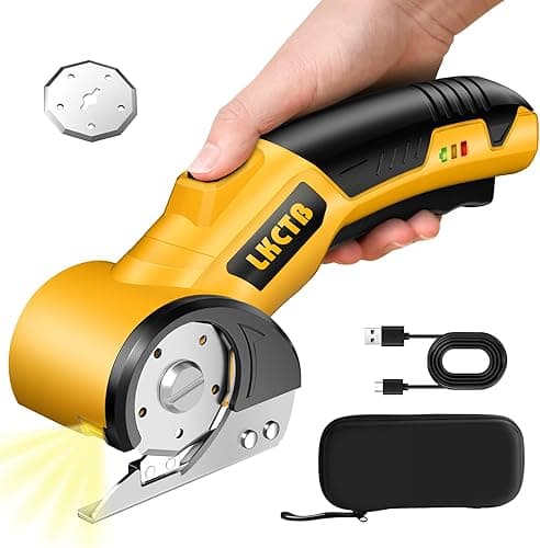 LKCTBElectric Scissors, Cardboard Cutter, With LED Light, High-Efficiency Brushless Motor, 2000mAh Battery, Tungsten Steel Blade, Suitable for Cloth, Cardboard, Leather, Carpet