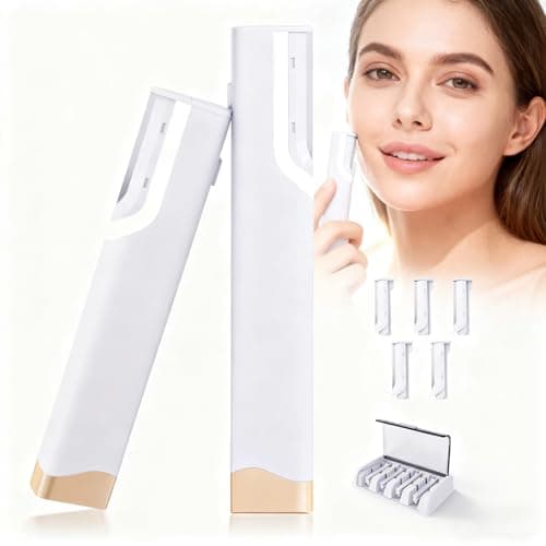 Sonic Dermaplane Razor for Women Face - Rechargeable Sonic Dermaplaning Tool with 5 Blades, Facial Hair Remover for Peach Fuzz & Eyebrows, At-Home Facial Kit for Instant Smoothness(white)