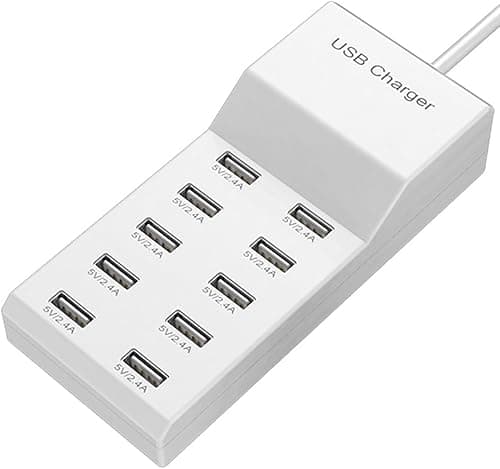 USB Wall Charger USB Charging Station for Multiple Devices Smart Charging Power Hub for Multiple Devices 10 Port Desktop Charger Charging Station Secure Block Compact for iPhone iPad Phone