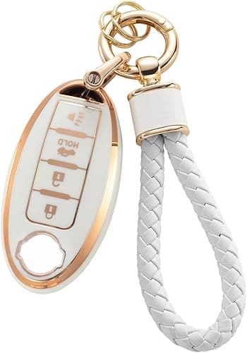 for Nissan Key Fob Cover with Keychain, Soft TPU Key Case Protection Fit for Altima Rogue Sentra Pathfinder Frontier Maxima Titan Murano Kicks Juke Versa Armada GTR 370Z Leaf