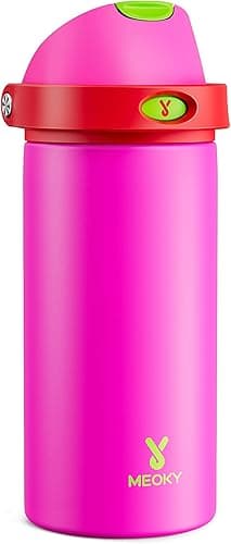 18 oz Insulated Water Bottle for Kids: Meoky Stainless Steel Water Bottle with 2-in-1 Straw and Spout Lid - Leak Proof, Cold for 24 Hours, BPA-Free for Girls School Backpacks, All the Berries