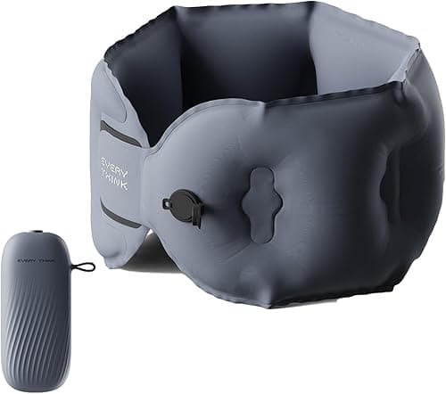 Inflatable Travel Pillow - Travel Pillow for Long Flight, Inflatable Neck Pillow for Traveling, Pocket Blow Up Pillow for Airplane, Bus, Train, Car, Office, Home (Navy Blue)