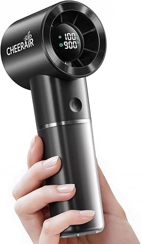 Handheld Portable Fan, 6-Speed Powerful Mini Personal Fan, Rechargeable 5000mAh Battery with Up to 15 Hours Runtime, Pocket Turbo Fan with Smart LED Display, Ideal for Travel, Camping, Makeup