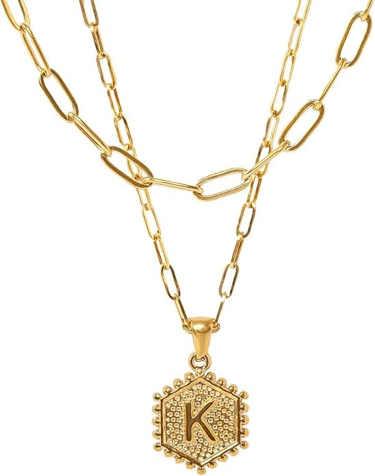 Initial Necklace for Women: 18K Gold Plated Nature Shell Pendant – Letter Necklace for Women Trendy Jewelry Gifts