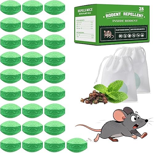 28-Pack Mouse Repellent for Indoor & Outdoor Use, Safe for Kitchen, Warehouse, Garden, Camper, Garage – Pet and Family Friendly