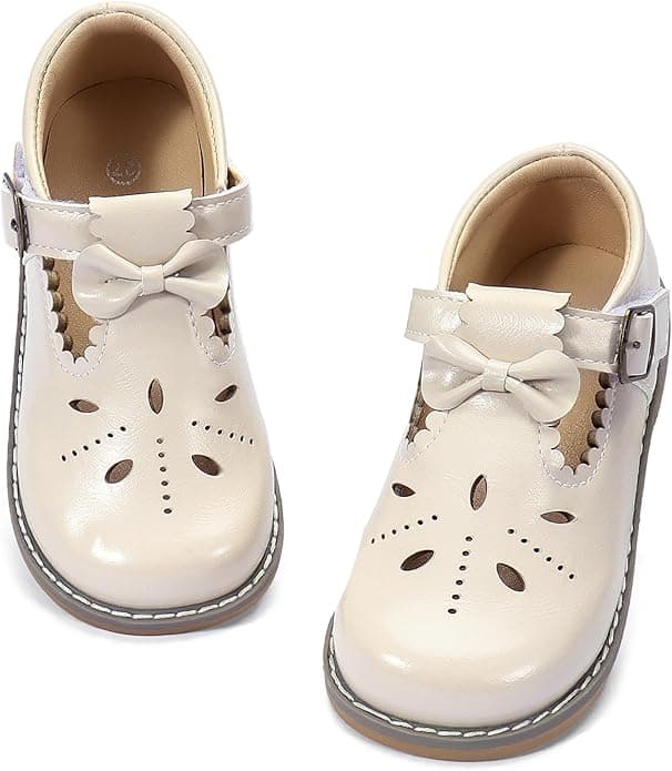 Toddler Little Girl Classic Mary Jane Uniform Shoes T-Strap Ballet Dress Flats for Girl Party Wedding School Shoes