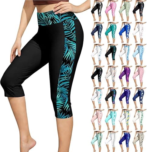 YRAETENM Swim Pants for Women High Waisted Long Swim Shorts Capris UPF 50+ Quick Dry Swimming Leggings Summer Beach Pants