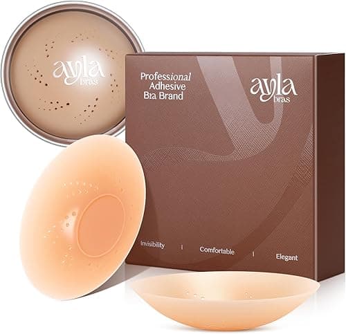 Nipple Covers for Women, Reusable Adhesive Sticky Bra, Washable Silicone Pasties Cover, Non-Adhesive Nipple Area