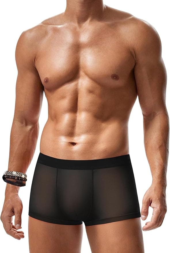 Avidlove Mens Underwear Trunk Breathable Mesh Boxer Briefs Sexy Lingerie Boxer Shorts for Men