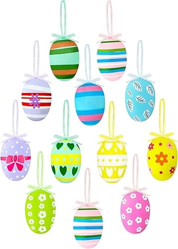 Easter Ornaments for Tree,Easter Tree Decorations,12Pcs Hanging Egg Ornaments