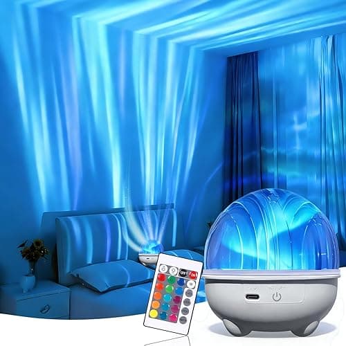 Rechargeable Northern Lights Projector, 16 Color Remote Aurora Galaxy Projector for Kids Teen Girl Gift, Rotating Dimmable Ocean Shower Lamp Mood Lighting for Room Bedroom Bathroom