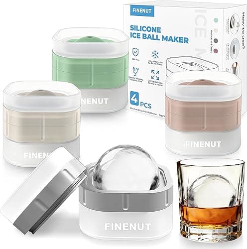 Silicone Ice Ball Maker Mold 4 Pack, 2.5 Inch Large Sphere, BPA-Free Easy Release for Whiskey, Bourbon,Cocktails & Home Bars