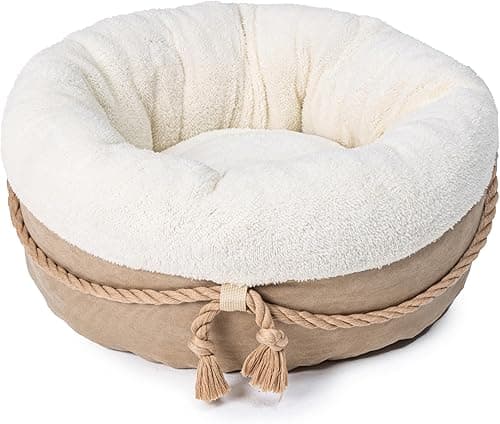 pesen Cat Bed & Small Dog Bed with Supportive Walls, Thick Bottom, Calming Donut Shape, Soft Durable Fabric, 20x20x10 Cat Beds for Indoor Cats