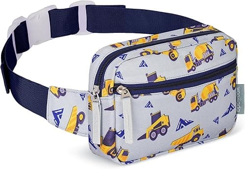 WOOMADA Fanny Pack, Crossbody Bag Waist Bag with Adjustable Waistband, Cute Belt Bag for Gifts(Grey Vehicles)