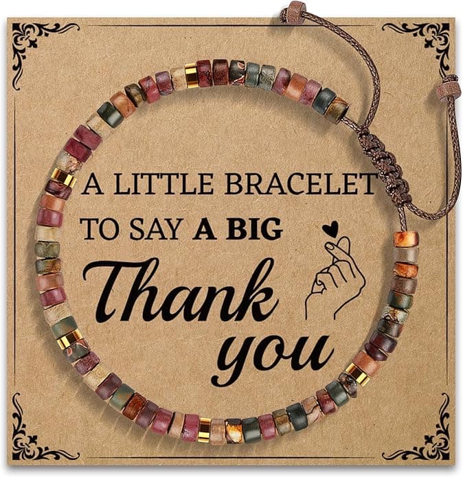 AGOT Thank You Gifts for Women: Teacher Appreciation Office Gifts for Coworkers Employee Boss Lady Manager Colleague Natural Stone Bracelet