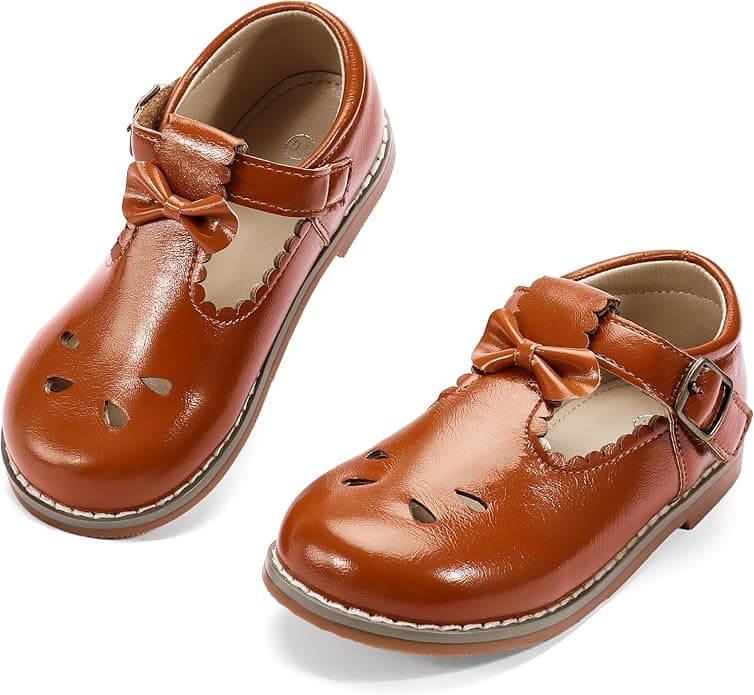 Toddler Little Girl Classic Mary Jane Uniform Shoes T-Strap Ballet Dress Flats for Girl Party Wedding School Shoes