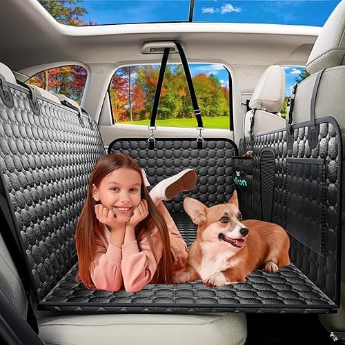 Back Seat Extender for Dogs, PU Leather Waterproof Dog Car Seat Cover for Back Seat with Hard Bottom Holds 400LBs, 2025 Upgraded Sturdy Dog Hammock for Cars/Trucks/SUVs, Anti-Scratch, Easy to Clean